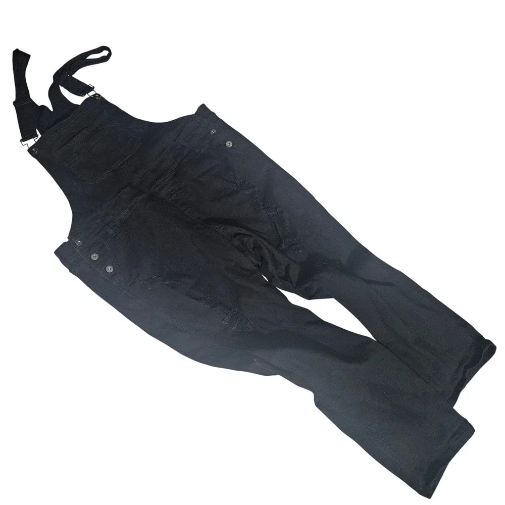 Torrid Denim First At Fit Black Distressed Overalls Plus Size 18 Ripped Edgy